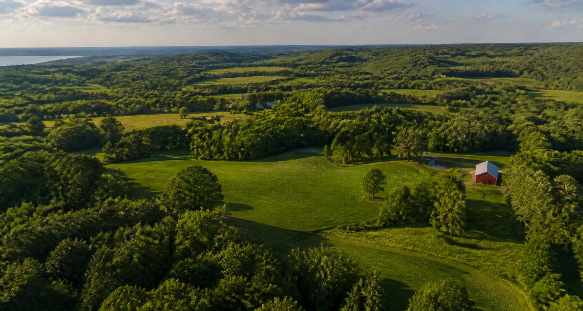Aerial view of managed rural land